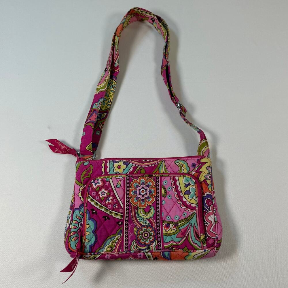 Vera Bradley quilted cotton crossbody bag retired Pink Swirls pattern EUC